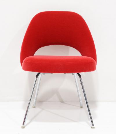Eero Saarinen Eero Saarinen Armless Executive Chairs by Knoll in Donghia Red Mohair