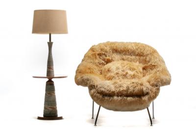 Eero Saarinen Eero Saarinen Womb Chair for Knoll Upholstered in Hand Sewn Champagne Alpaca