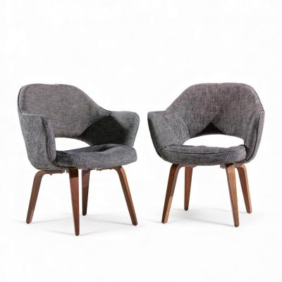 Eero Saarinen Eero Saarinen for Knoll Mid Century Bentwood Executive Dining Chairs Pair