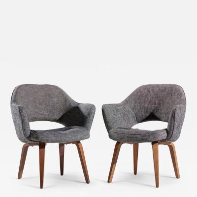Eero Saarinen Eero Saarinen for Knoll Mid Century Bentwood Executive Dining Chairs Pair