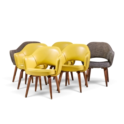 Eero Saarinen Eero Saarinen for Knoll Mid Century Bentwood Executive Dining Chairs Set of 6