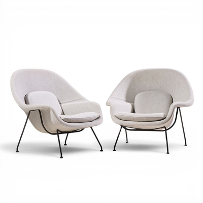 Eero Saarinen Eero Saarinen for Knoll Mid Century Womb Chairs Pair