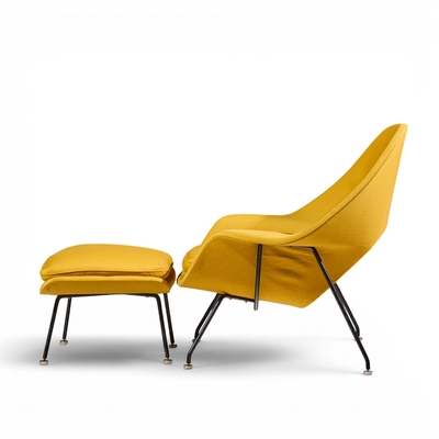 Eero Saarinen Eero Saarinen for Knoll Mid Century Womb Lounge Chairs with Ottomans Pair