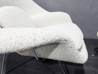 Eero Saarinen Eero Saarinen for Knoll Womb Chair and Ottoman in Off White Boucle