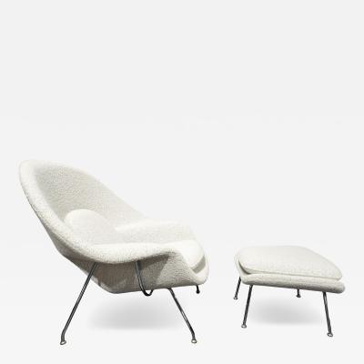 Eero Saarinen Eero Saarinen for Knoll Womb Chair and Ottoman in Off White Boucle