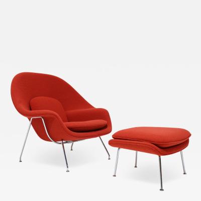 Eero Saarinen Eero Saarinen for Knoll Womb Chair and Ottoman in Red Boucle