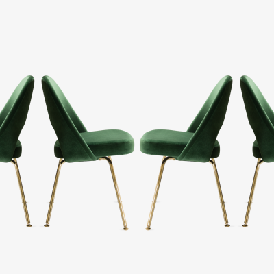 Eero Saarinen Executive Armless Chairs in Emerald Velvet 24k Gold Edition Set of 6