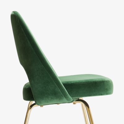 Eero Saarinen Executive Armless Chairs in Emerald Velvet 24k Gold Edition Set of 6