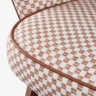 Eero Saarinen Knoll Saarinen Executive Arm Chairs in Schumacher Fabric Leather Walnut