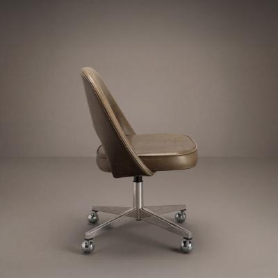 Eero Saarinen Knoll Saarinen Executive Armless Chair in Olive Leather Stainless Steel Base