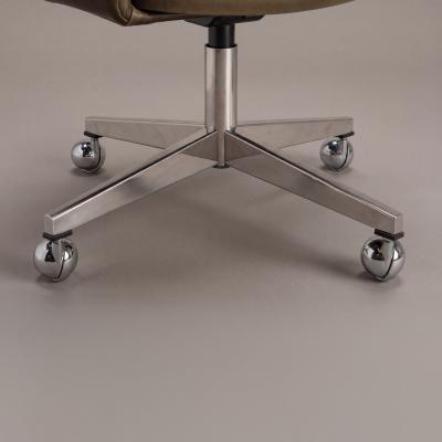 Eero Saarinen Knoll Saarinen Executive Armless Chair in Olive Leather Stainless Steel Base