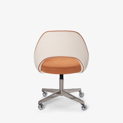 Eero Saarinen Knoll Saarinen Executive Armless Chair in Weave and Ultrasuede Swivel Base