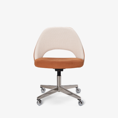 Eero Saarinen Knoll Saarinen Executive Armless Chair in Weave and Ultrasuede Swivel Base