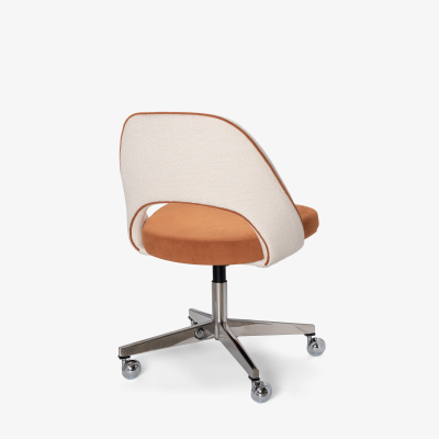 Eero Saarinen Knoll Saarinen Executive Armless Chair in Weave and Ultrasuede Swivel Base