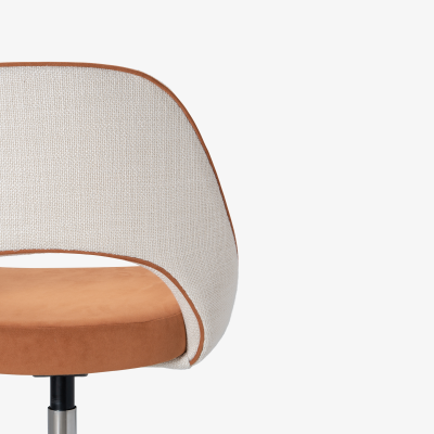 Eero Saarinen Knoll Saarinen Executive Armless Chair in Weave and Ultrasuede Swivel Base