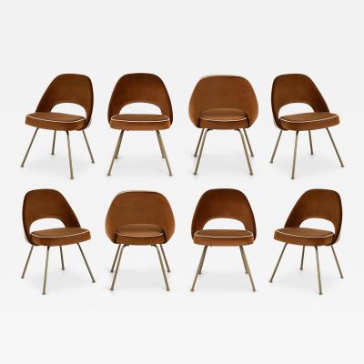 Eero Saarinen Knoll Saarinen Executive Armless Chairs in Cognac Cr me Gold Legs Set of 8