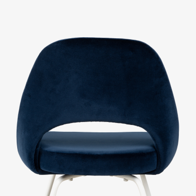 Eero Saarinen Knoll Saarinen Executive Armless Chairs in Navy Velvet White Legs Set of 8