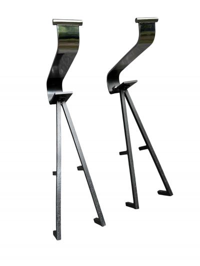 Eero Saarinen MODERNIST POLISHED STEEL ART DECO ANDIRONS