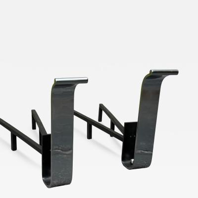 Eero Saarinen MODERNIST POLISHED STEEL ART DECO ANDIRONS