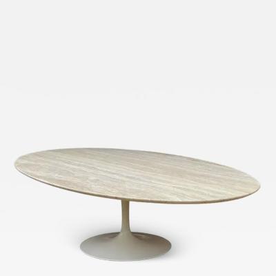 Eero Saarinen Mid Century Modern Oval Travertine Marble Cocktail Table by Saarinen for Knoll