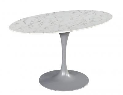 Eero Saarinen Modern Oval Marble Top Table in the Style of Eero Saarinen Pedestal Table