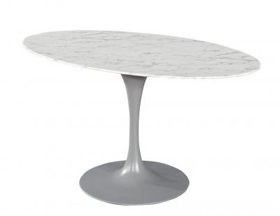 Eero Saarinen Modern Oval Marble Top Table in the Style of Eero Saarinen Pedestal Table