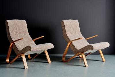 Eero Saarinen Pair of Eero Saarinen Grass Hopper Chairs for Knoll newly upholstered in Boucl 