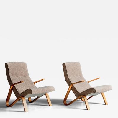 Eero Saarinen Pair of Eero Saarinen Grass Hopper Chairs for Knoll newly upholstered in Boucl 