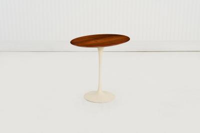Eero Saarinen Saarinen Elliptical Tulip Side Table 1960c Oiled Walnut Tops Cast Iron Base