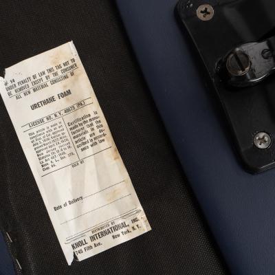 Eero Saarinen Saarinen Executive Arm Chair in Blue Leather on Stainless Steel Base by Knoll