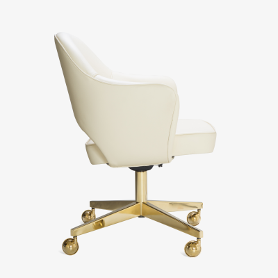 Eero Saarinen Saarinen Executive Arm Chair in Cr me Leather Swivel Base 24k Gold Edition