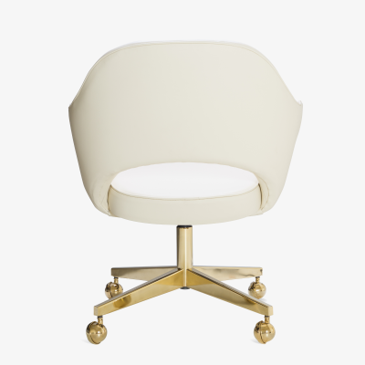 Eero Saarinen Saarinen Executive Arm Chair in Cr me Leather Swivel Base 24k Gold Edition