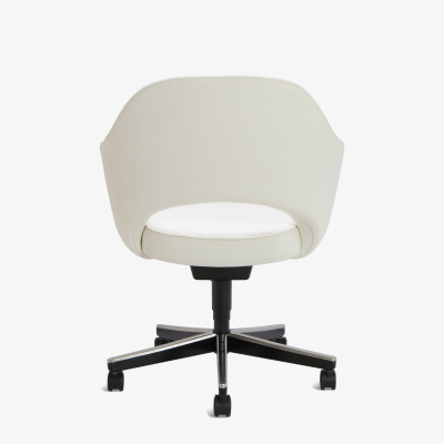 Eero Saarinen Saarinen Executive Arm Chair in Ivory Basket Weave Swivel Base