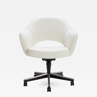 Eero Saarinen Saarinen Executive Arm Chair in Ivory Basket Weave Swivel Base