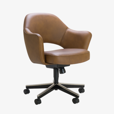Eero Saarinen Saarinen Executive Arm Chair in Leather Swivel Base