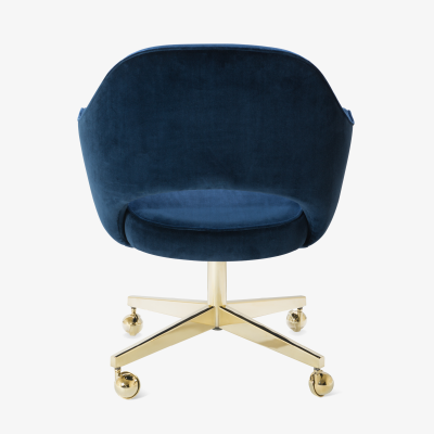 Eero Saarinen Saarinen Executive Arm Chair in Navy Velvet Swivel Base 24k Gold Edition S 6