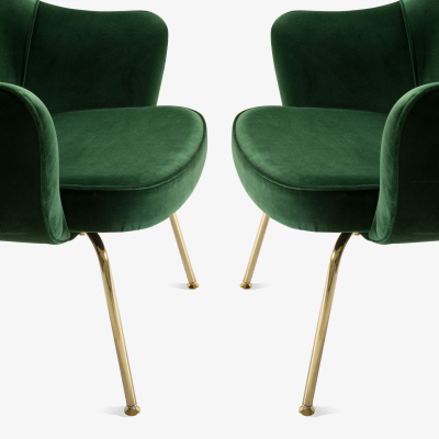 Eero Saarinen Saarinen Executive Arm Chairs in Emerald Velvet 24k Gold Edition Set of 6