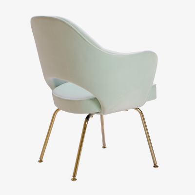 Eero Saarinen Saarinen Executive Arm Chairs in Mint Velvet 24 Karat Gold Edition Set of Six