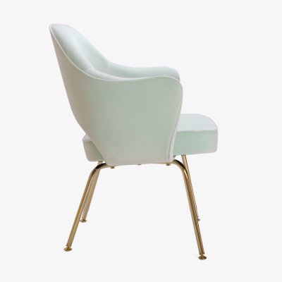 Eero Saarinen Saarinen Executive Arm Chairs in Mint Velvet 24 Karat Gold Edition Set of Six