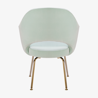 Eero Saarinen Saarinen Executive Arm Chairs in Mint Velvet 24 Karat Gold Edition Set of Six