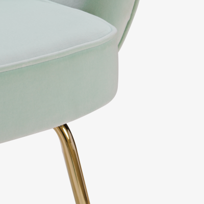 Eero Saarinen Saarinen Executive Arm Chairs in Mint Velvet 24 Karat Gold Edition Set of Six