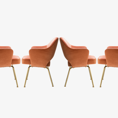 Eero Saarinen Saarinen Executive Arm Chairs in Rust Velvet 24k Gold Edition