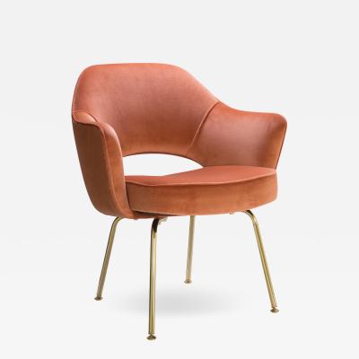 Eero Saarinen Saarinen Executive Arm Chairs in Rust Velvet 24k Gold Edition