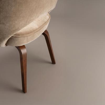 Eero Saarinen Saarinen Executive Arm Dining Chairs in Sand Mohair Walnut Legs