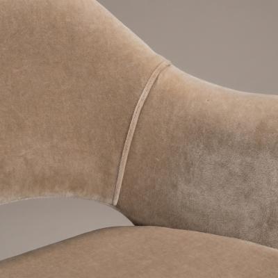 Eero Saarinen Saarinen Executive Arm Dining Chairs in Sand Mohair Walnut Legs