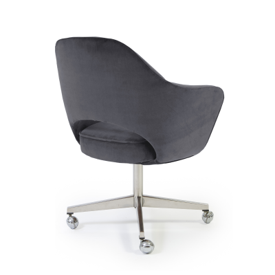 Eero Saarinen Saarinen Executive Armchair in Gunmetal Velvet on Vintage Swivel Base