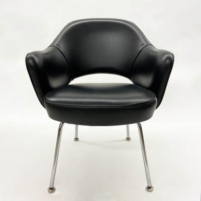 Eero Saarinen Saarinen Executive Armchair in Original Black Leather Steel Tubular Legs