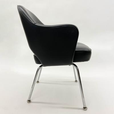 Eero Saarinen Saarinen Executive Armchair in Original Black Leather Steel Tubular Legs