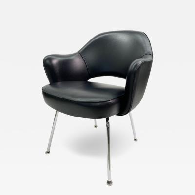 Eero Saarinen Saarinen Executive Armchair in Original Black Leather Steel Tubular Legs