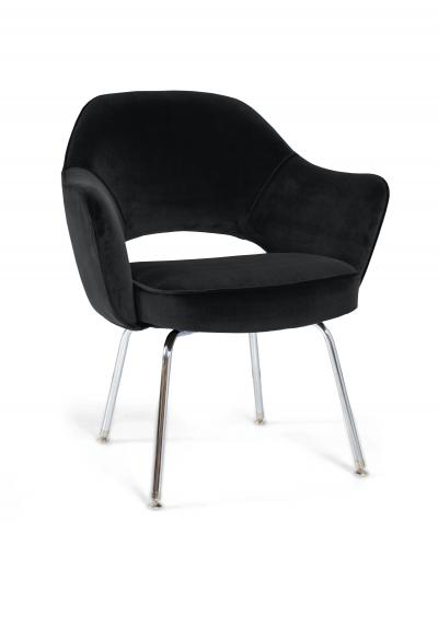 Eero Saarinen Saarinen Executive Armchairs in Black Velvet Set of Six